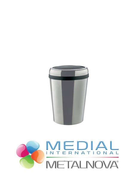 Medial Metalnova Swingo Ovaler Abfallbehälter aus Edelstahl, 60 l, mit Schwingdeckel, Art. 109796