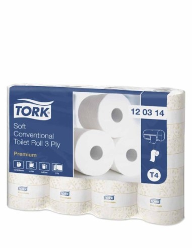 PAPIER TOILETTE À BANDES TORK PREMIUM 96 ROULEAUX 3 PLIS 120314