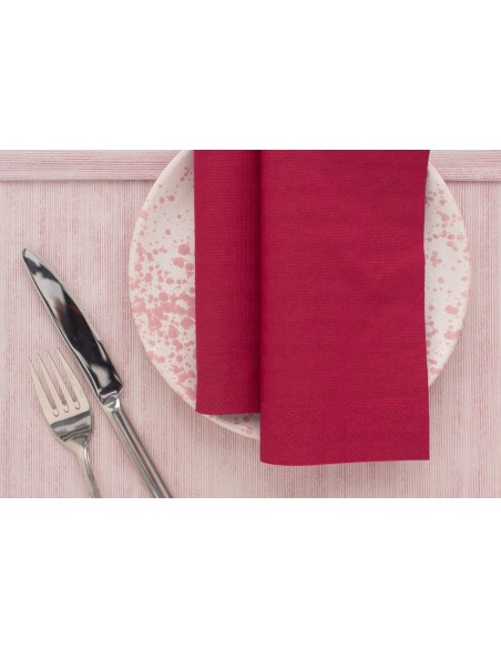 INFIBRA NAPKINS 33X33 2 PLIES BOURDEAUX PCS. 50 CELLULOSE 100% TOUCH SYSTEM EFFET. ÉCOLABEL ET FSC