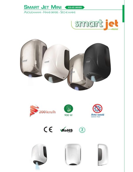 VAMA ASCIUGAMANI ELETTRICO SMART JET MINI 900W ABS CROMATO LUCIDO - SMART JET MINI LF