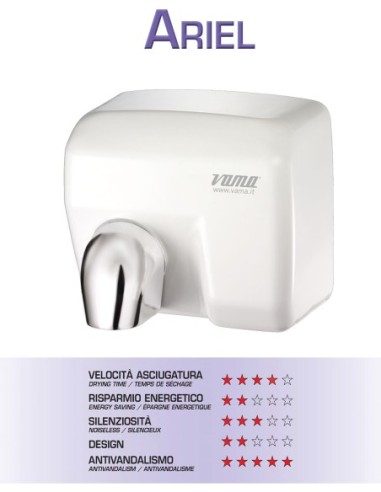 SÈCHE-MAINS ÉLECTRIQUE VAMA ARIEL AVEC PHOTOCELL 2400W WHITE ART. ARIEL BF