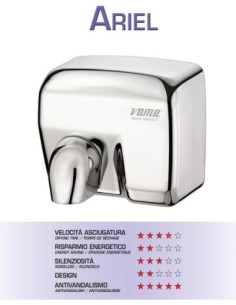 VAMA ASCIUGAMANI ELETTRICO ARIEL CON  FOTOCELLULA 2400W ACCIAIO LUCIDO 2