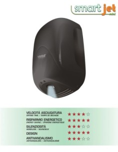 VAMA ELEKTRISCHER HÄNDETROCKNER SMART JET MINI 900 W. ABS SCHWARZ ART.-NR. SMART JET MINI NF 2