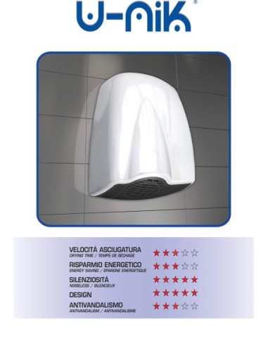 VAMA ASCIUGAMANI ELETTRICO 1850 W ABS CROMATO AUTOMATICO  ART. U-NIK LF