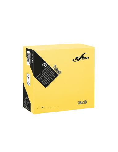 INFIBRA-SERVIETTEN 38X38 2-LAGIG GELBES TISSU' ST. 40 ZELLULOSE 100 % TOUCH-SYSTEM-EFFEKT. Umweltzeichen und FSC