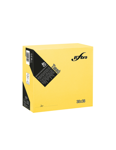 INFIBRA-SERVIETTEN 38X38 2-LAGIG GELBES TISSU' ST. 40 ZELLULOSE 100 % TOUCH-SYSTEM-EFFEKT. Umweltzeichen und FSC