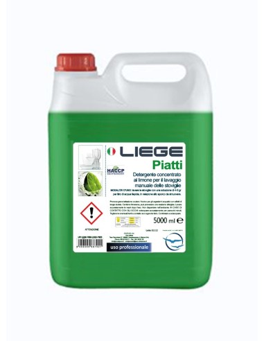FIRMA LIEGE NEUTRALES KONZENTRIERTES REINIGUNGSMITTEL FÜR MANUELLES GESCHIRRSPÜLEN ZITRONENDUFT HACCP 5 LT.