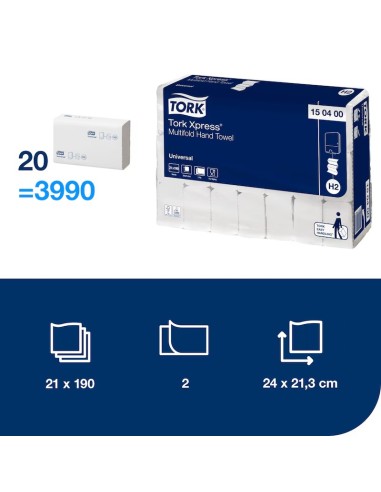 TORK ASCIUGAMANI PIEGATI  A "Z" UNIVERSAL H2 21x23 PZ.3.990  150400