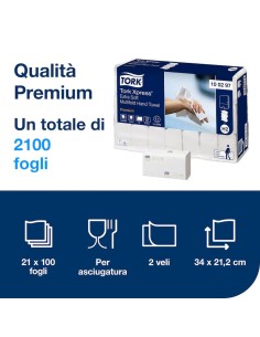 TORK ASCIUGAMANI PIEGATI  A "M" EXTRASOFT H2 PZ. 2100  100297 2