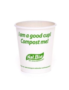 PAPIERLYNEN. Becher aus Zellulosezellstoff und PLA.