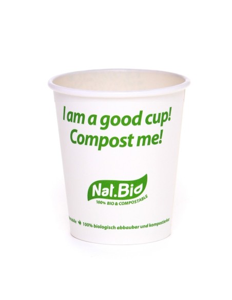 PAPIERLYNEN. Becher aus Zellulosezellstoff und PLA.